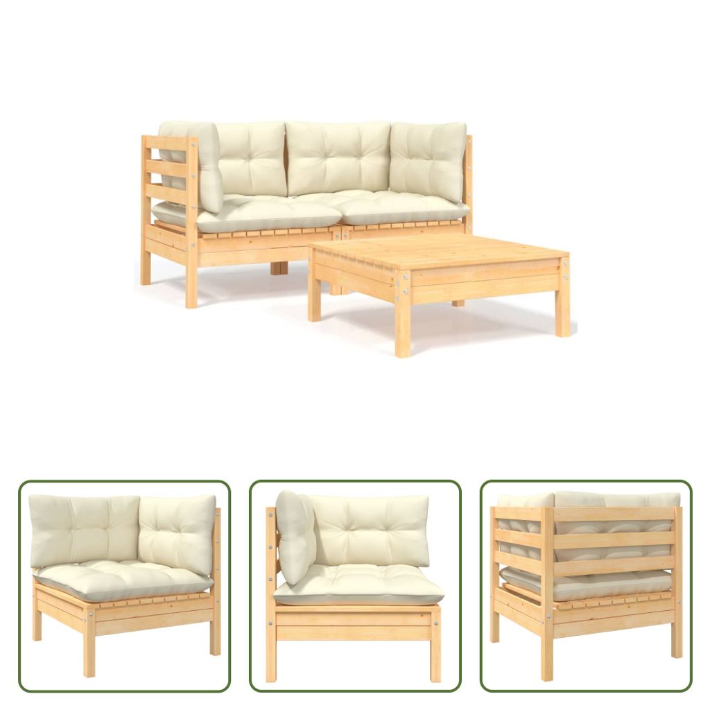 The Living Store 3-tlg. Garten-Lounge-Set mit Kissen in Produktbild 