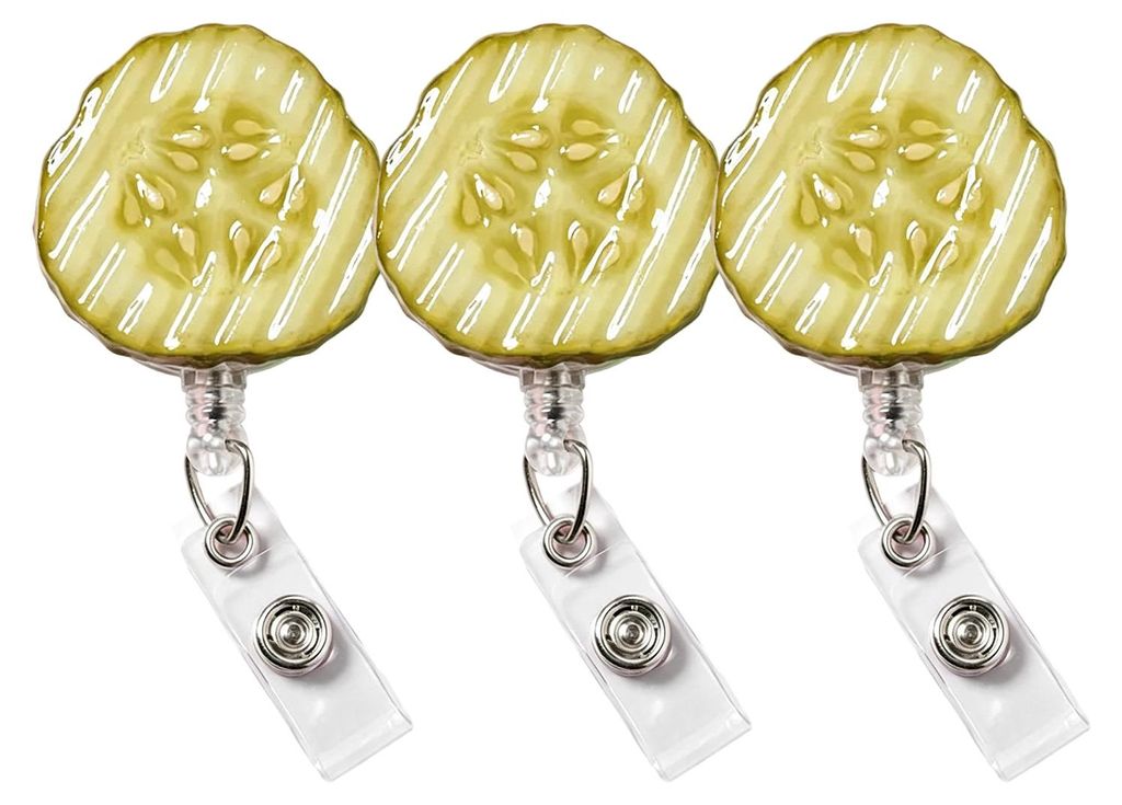 Pickle Einziehbarer Ausweishalter mit stabilem Metallclip und rutschfester Oberfläche für Arbeitsausweise, Schlüssel, Fahrkarten und Zugangskarten