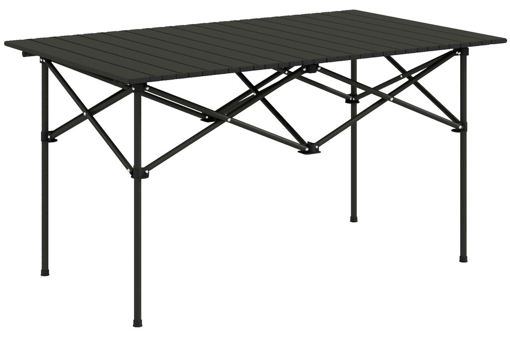Campingtisch Klapptisch mit Aufrollbare Tischplatte Gartentisch aus Aluminium 2 Personen 95 x 55cm Schwarz, klappbar, stabil