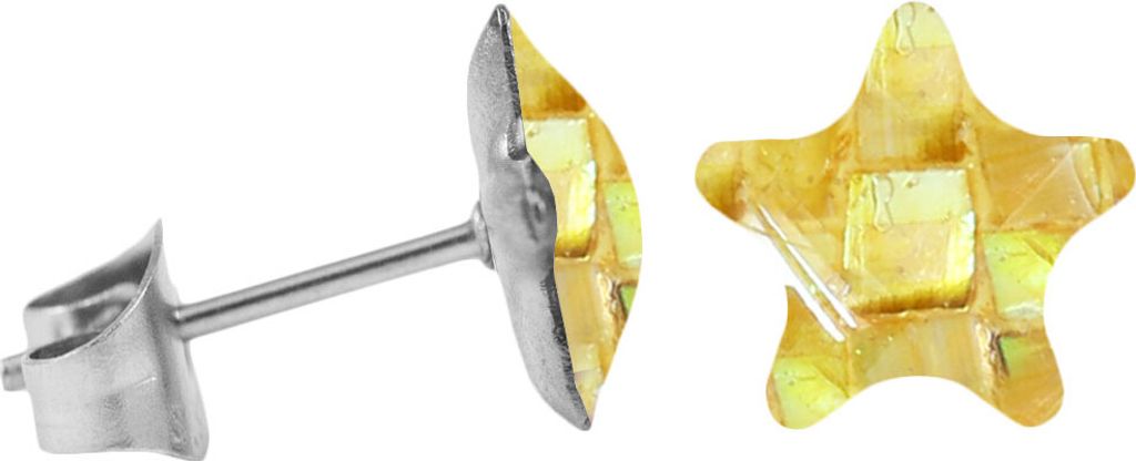 Chirurgenstahl Ohrstecker mit Mosaik Stern Farbe - Gelb