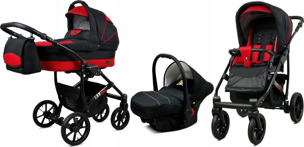 BabyLux® Largo | Kocárek 3v1 Set | Black Red | Kombi Obrázek produktu 