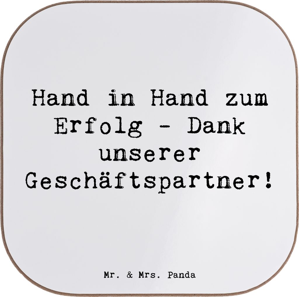 Mr. & Mrs. Panda Tassenuntersetzer Spruch Erfolg Geschäftspartner - Weiß - Geschenk, Bedanken, Dankeschön, Hand in Hand, bieruntersetzer, Partne...