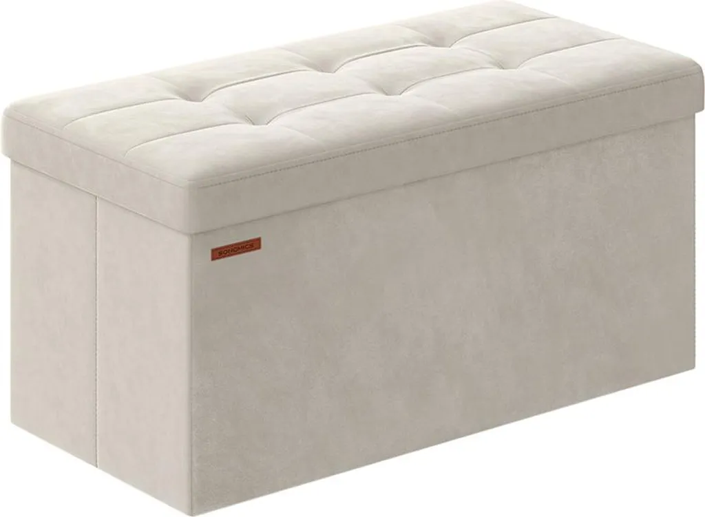 Banc de rangement en velours gris anthracite de dimensions 38 x 76 x 38 cm