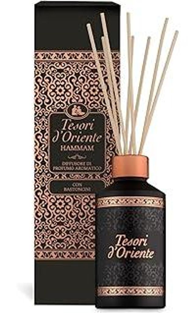 Tesori d'Oriente Hammam Raumdiffusor, 200 ml, Aromatische Raumdüfte mit Rattanstäbchen