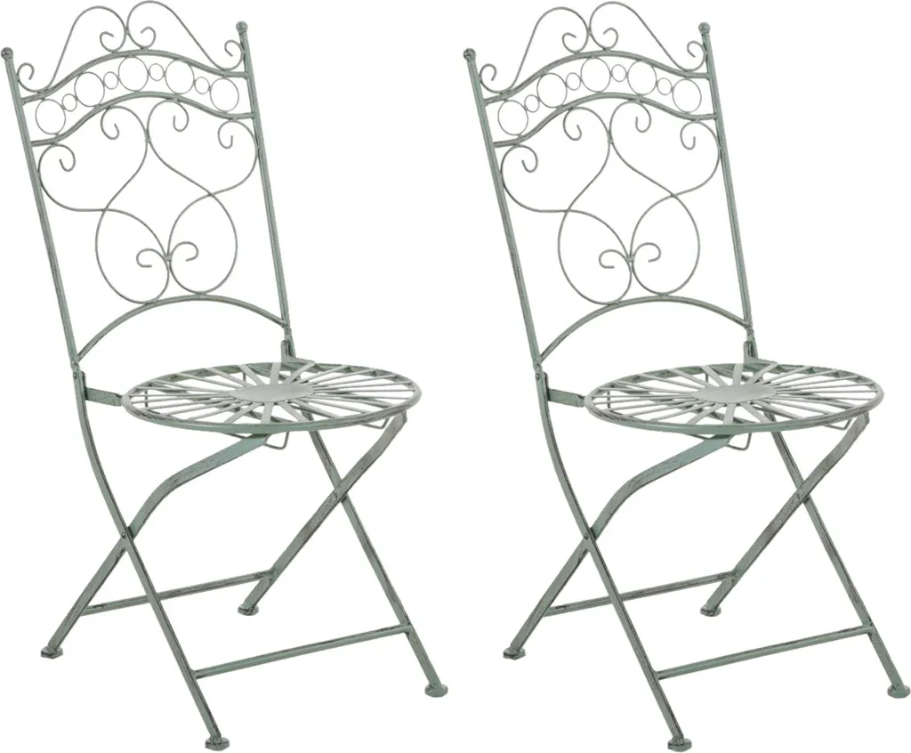 CLP Indra Sedia da Giardino in Ferro Verde Antico | Stile Shabby Chic
