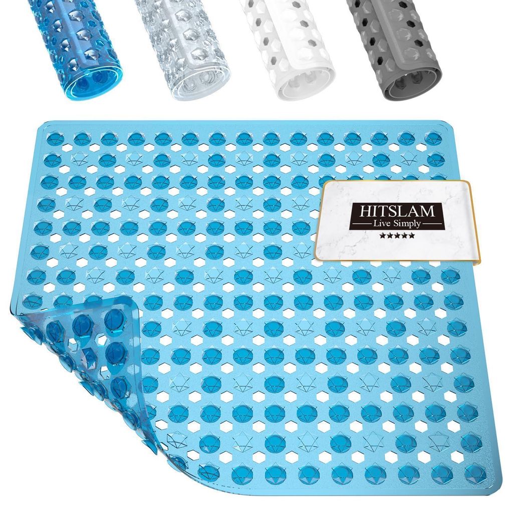 Protisklzová podložka pod sprchu, 53x53 cm, modrá, PVC, Obrázok produktu 
