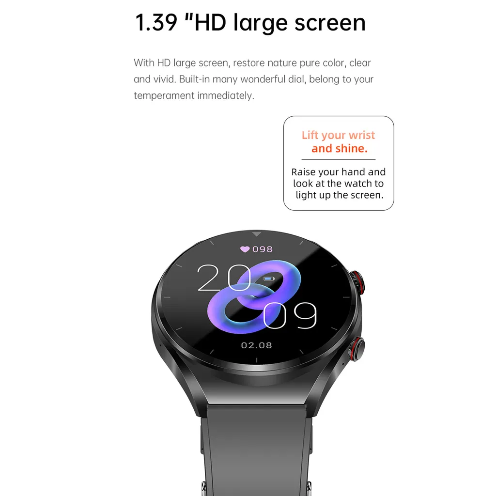 Montre connectée E09 écran 1,39'' noir avec appels Bluetooth intégrés - 3