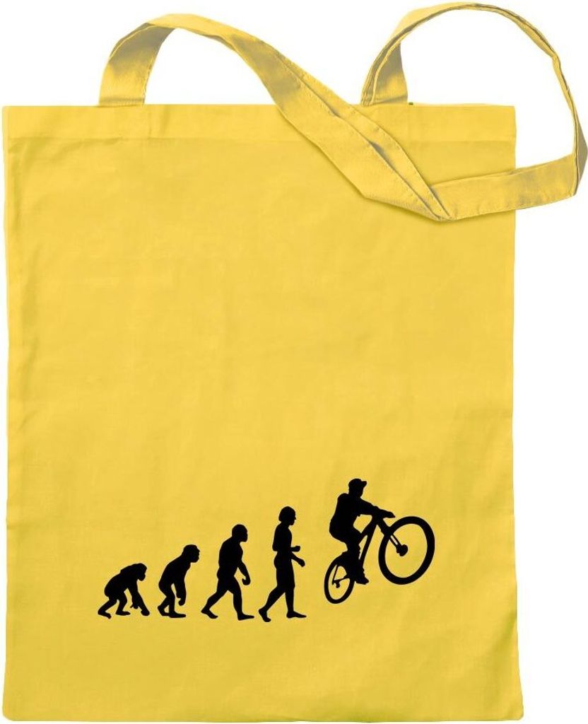 Kiwistar - Baumwolltasche - gelb - Evolution Mountainbike Radfahren - Tragetasche Stoffbeutel Umhängetasche Langer Henkel