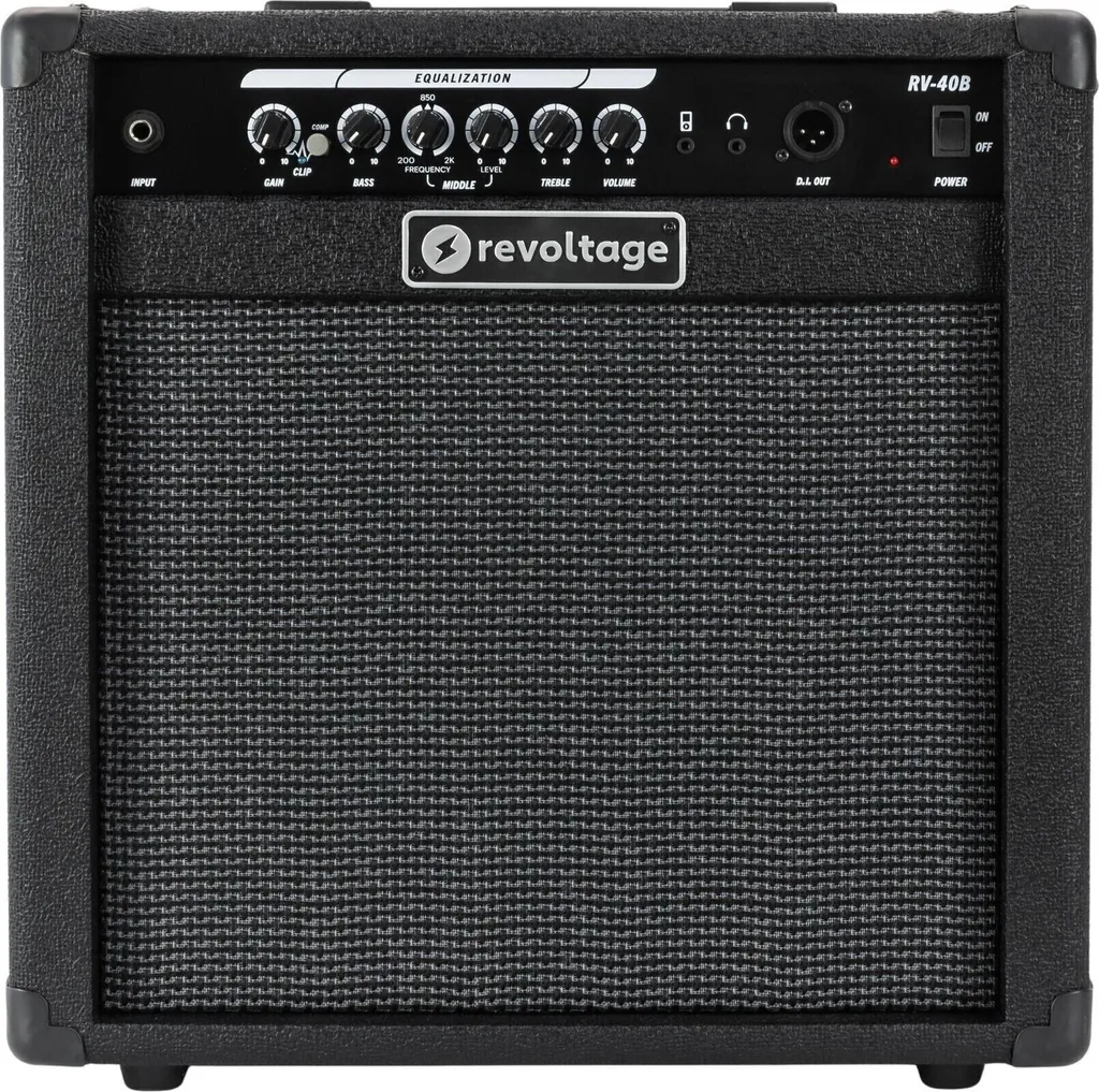 Revoltage RV-40B Combo Ampli pour Guitare Basse - Puissance 40W Noir