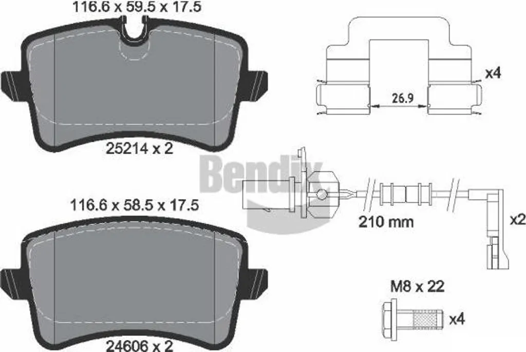 Plaquettes de frein BENDIX 4G0698451B haute performance A6 4G A7 4G Macan