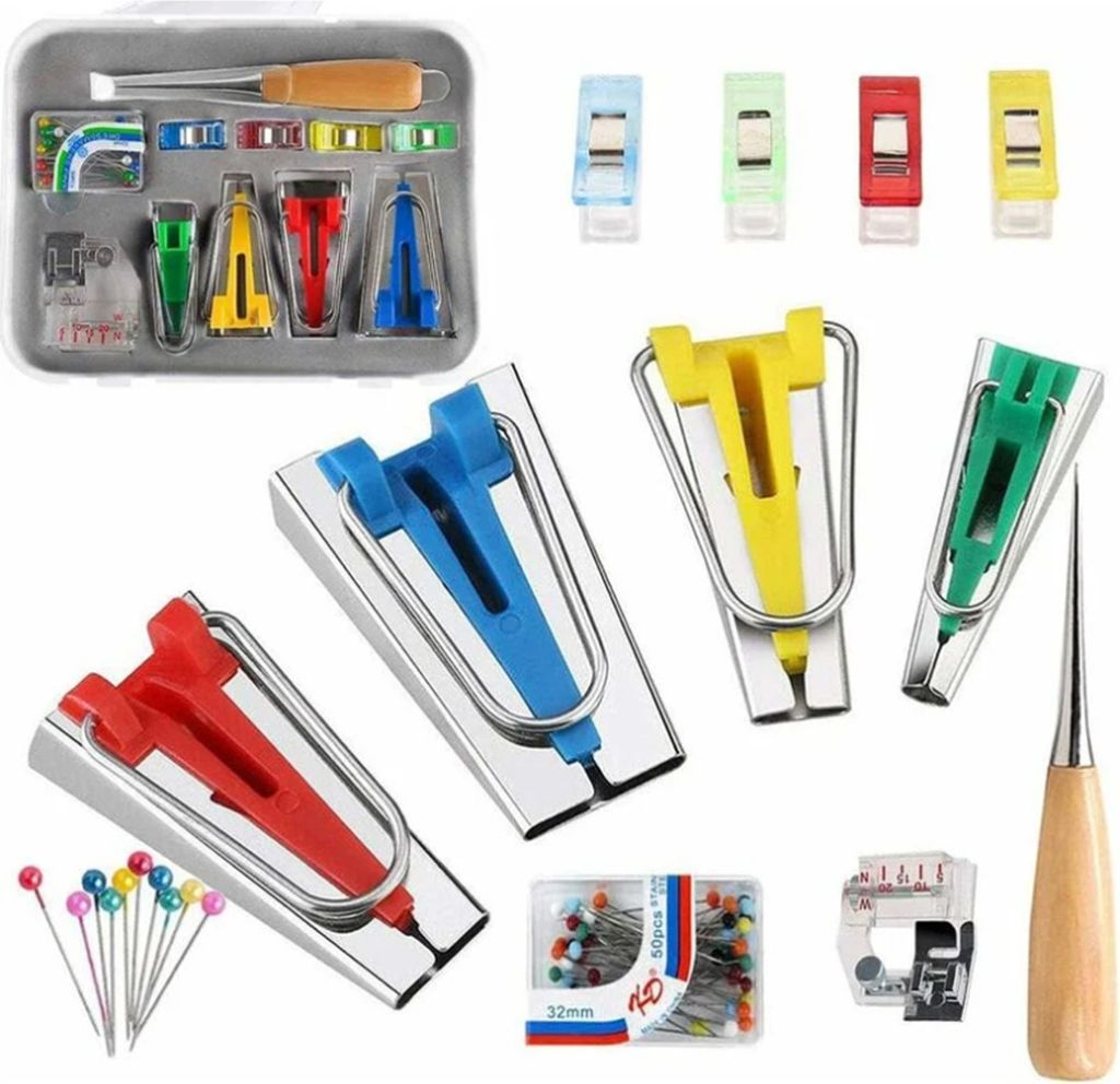 Schrägband-Geräte-Set, verstellbarer Mengger-Nähfuß zur Herstellung von Schrägbandmachern mit Breiten von 6 mm, 12 mm, 18 mm und 25 mm