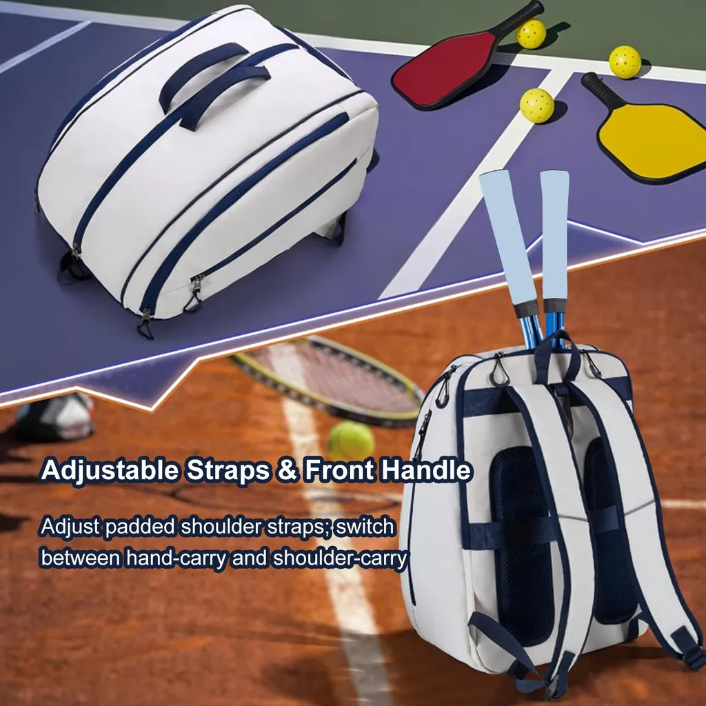 Sac à Dos de Sport Multi-Compartiments Blanc avec Rangement Chaussures - 3