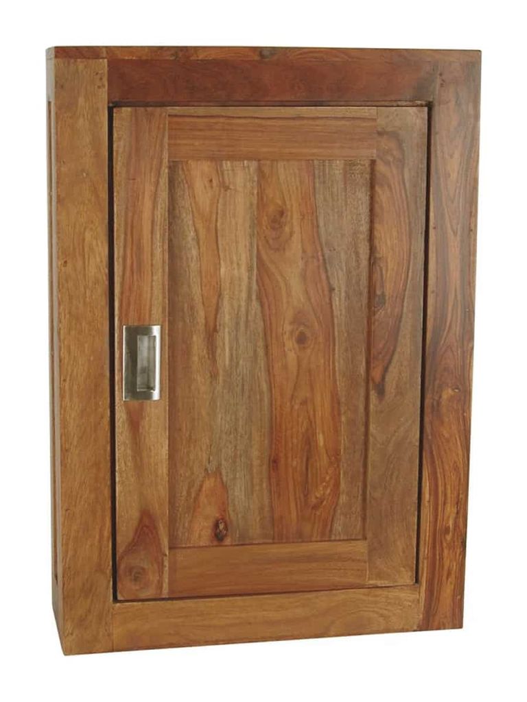Moderner Bad Hängeschrank Massivholz Teak Braun 60x42x15 cm Produktbild 