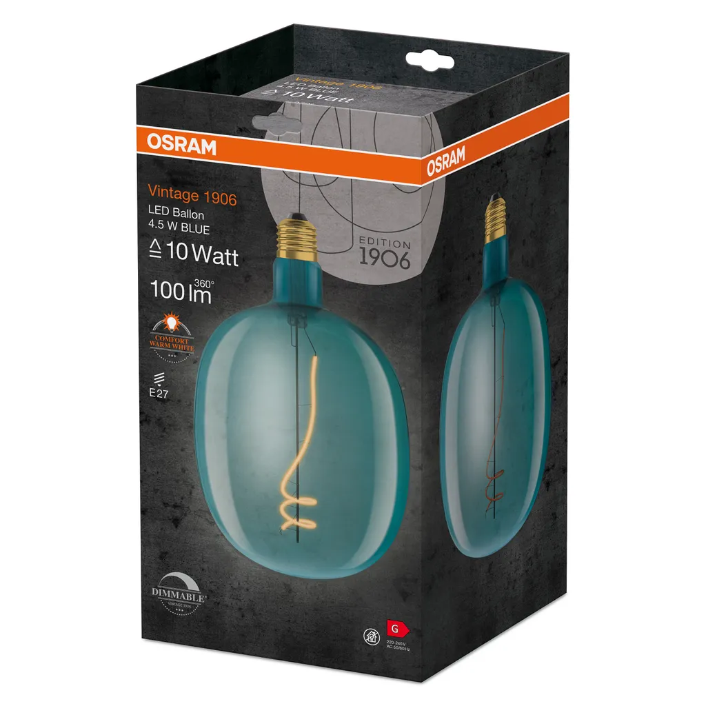 Ampoule LED Décorative Bleue E27 OSRAM 1906 à Filament Variable 100lm - 2