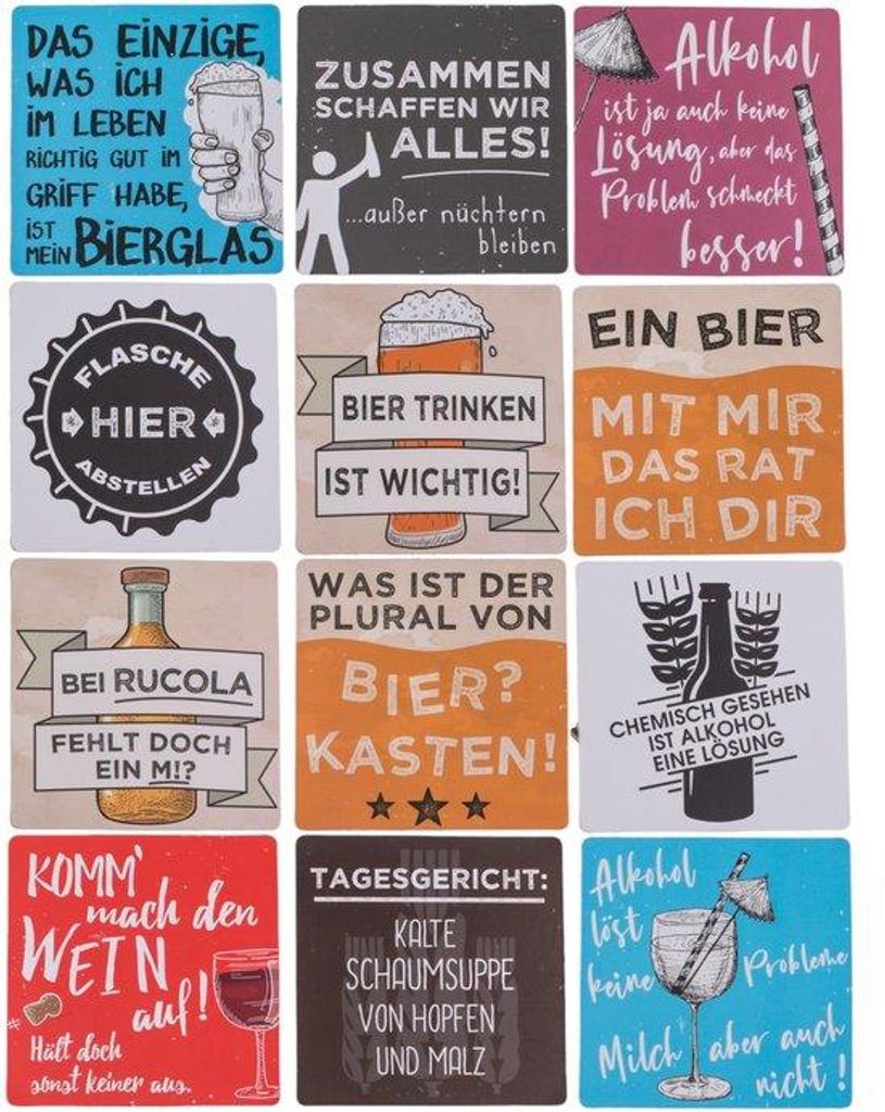 Kurken onderzetters, drankonderzetters, 12 stuks, 9,5 x 9,5 cm