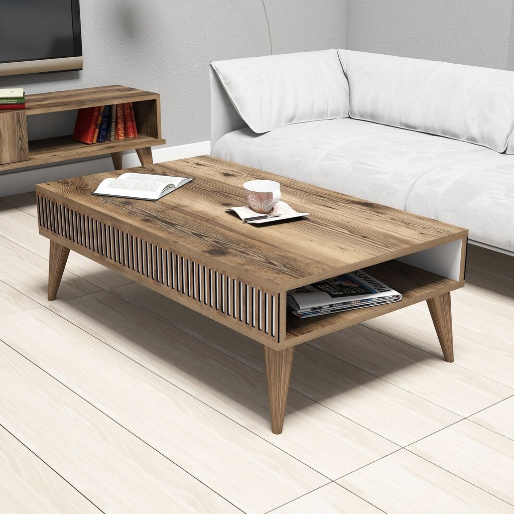 Skye Decor, Milan- Milan HCT, Nussbaumfarbe, Couchtische, 34,6x105x60 cm, 100% Melaminbeschichtete Partikelplatte