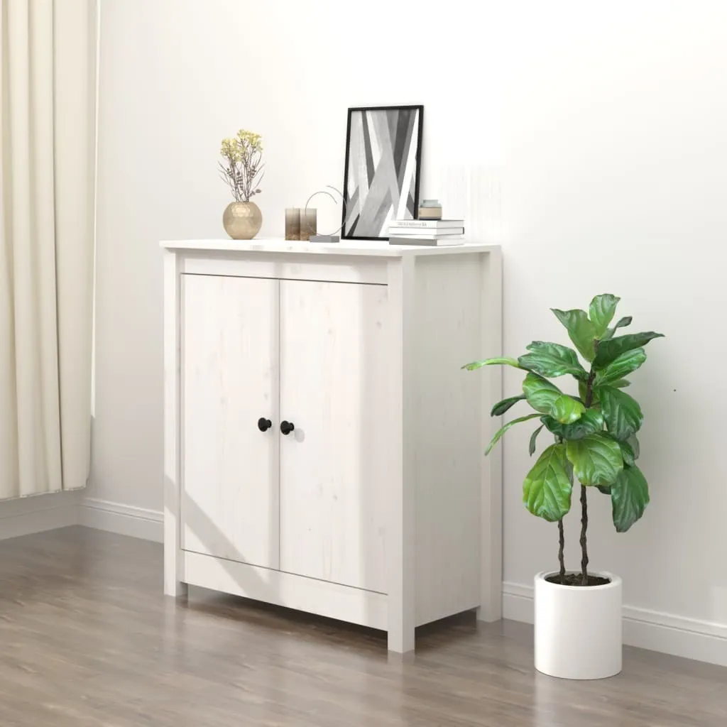 Mobile Credenza Legno Massello Bianco 70 cm - Design Scandinavo Economico - 1