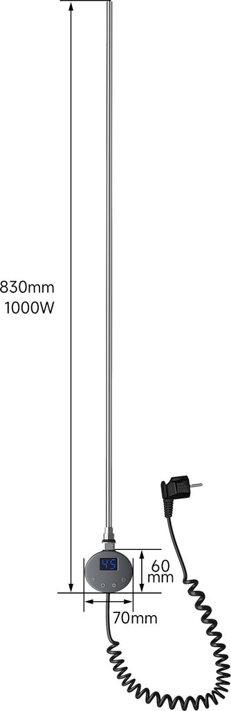 SONNI 1000W Anthrazit Elektrischer Handtuchhalter Temperaturregelung Bar Intelligentes Heizrohr Thermostat LED Display Handtuchhalter Thermostat
