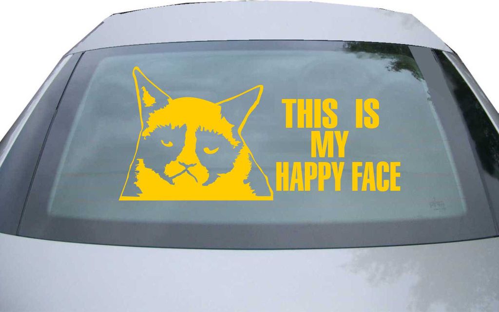 Indigos UG - Aufkleber Heckscheibe & Motorklappe DE6292 - gold - 600x285 mm - Grumpy Cat - Auto Scheiben Fenster Heckklappe Tuning Racing JDM - Die...