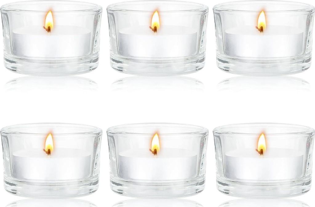 Set von 6 TEELICHTHALTERN - Glasbehälter - Für Tischdekoration - 4,7 x 2,5 cm