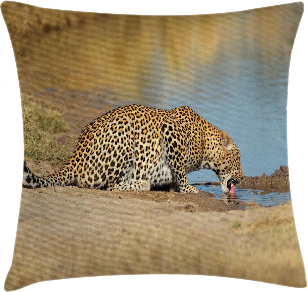 ABAKUHAUS Tier Kissenbezug, Leopard in Afrika Safari, Waschbar mit Reißverschluss Kissenhülle mit Farbfesten Klaren Farben Beidseitiger Druck, 40...