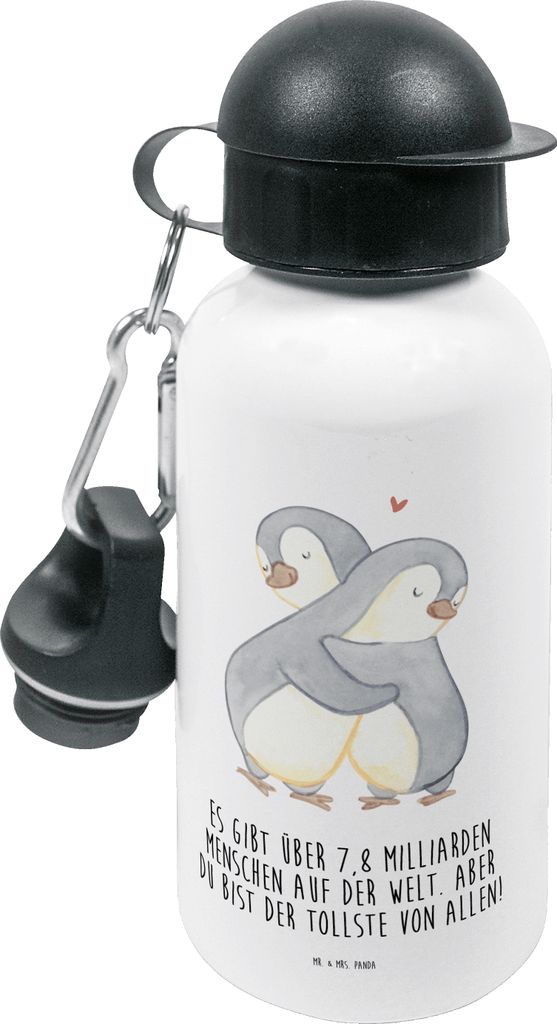 Mr. & Mrs. Panda Wasserflasche Pinguine Kuscheln - Weiß - Geschenk, für Frauen, Trinkflasche Kinder, Valentinstag, Kita, Freundin, Hochzeitstag, ...