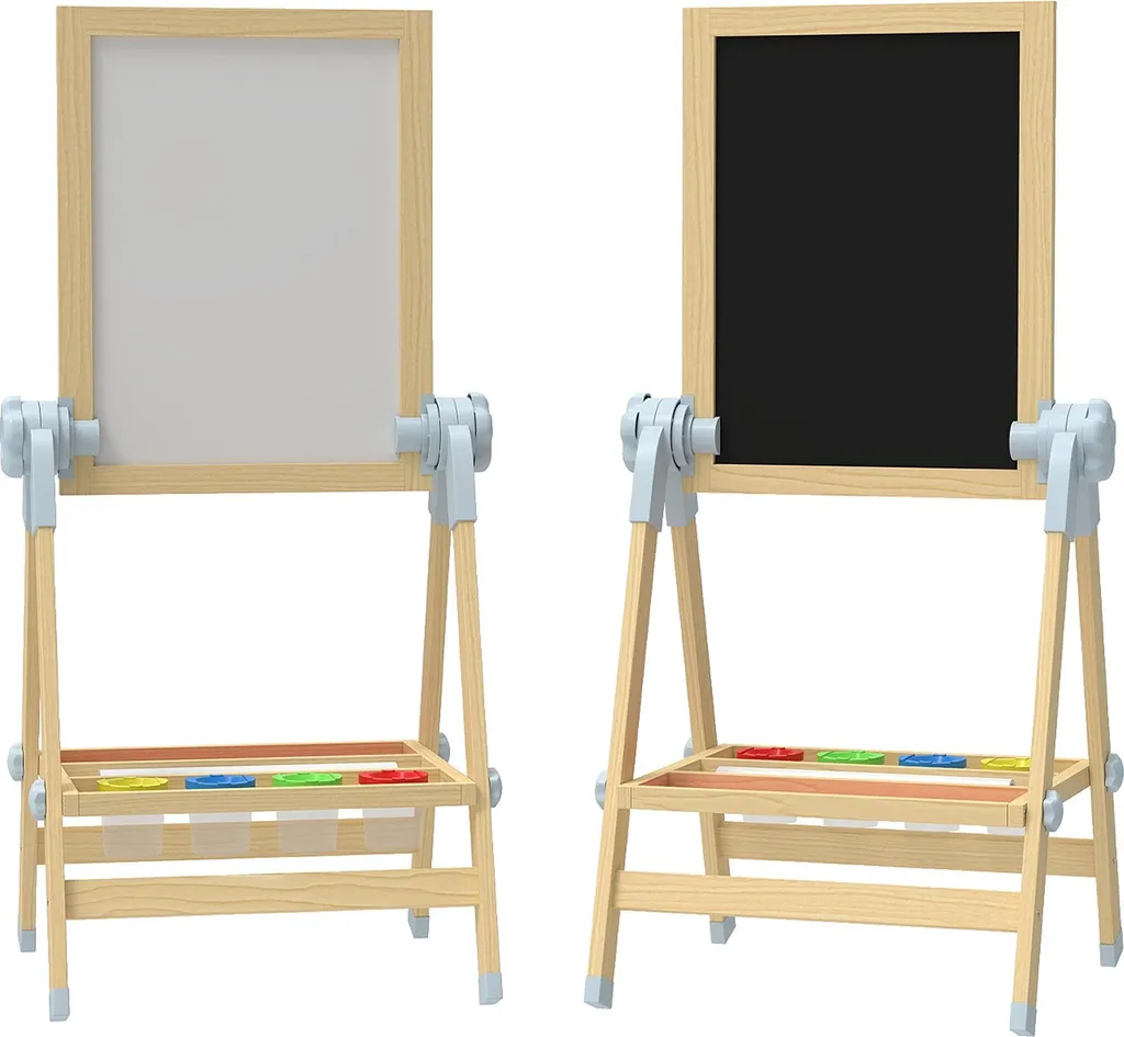 Cavalletto Artistico Bambini Legno - Lavagna Doppia Faccia Regolabile