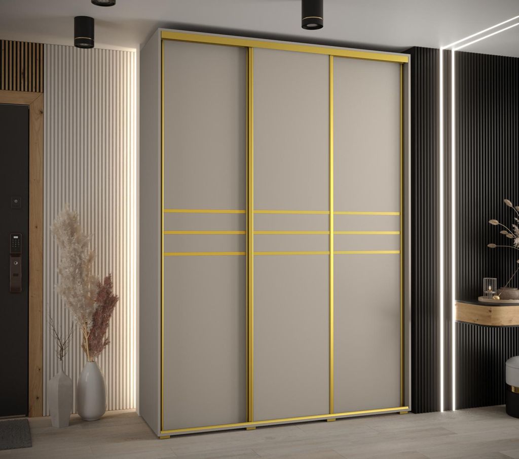 Kleiderschrank INDIRA 10 - 180/60 cm, Kaschmir/Gold