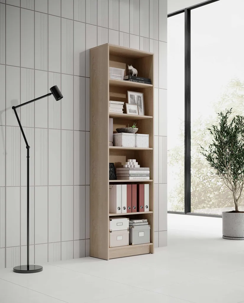 Bibliothèque Viviane 60x202cm Chêne - Solution Gain de Place Intelligente - 4