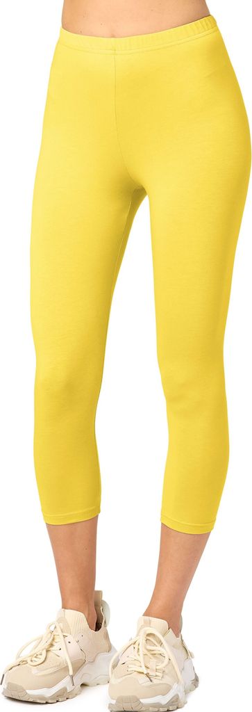 Merry Style Damen 3/4 Leggings aus Baumwolle MS10-199 (Gelb, M)