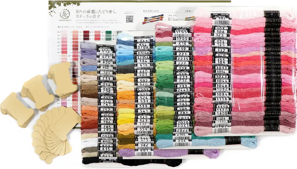 Fil broderie Olympus sans nœud coton soyeux set 100 écheveaux No.25