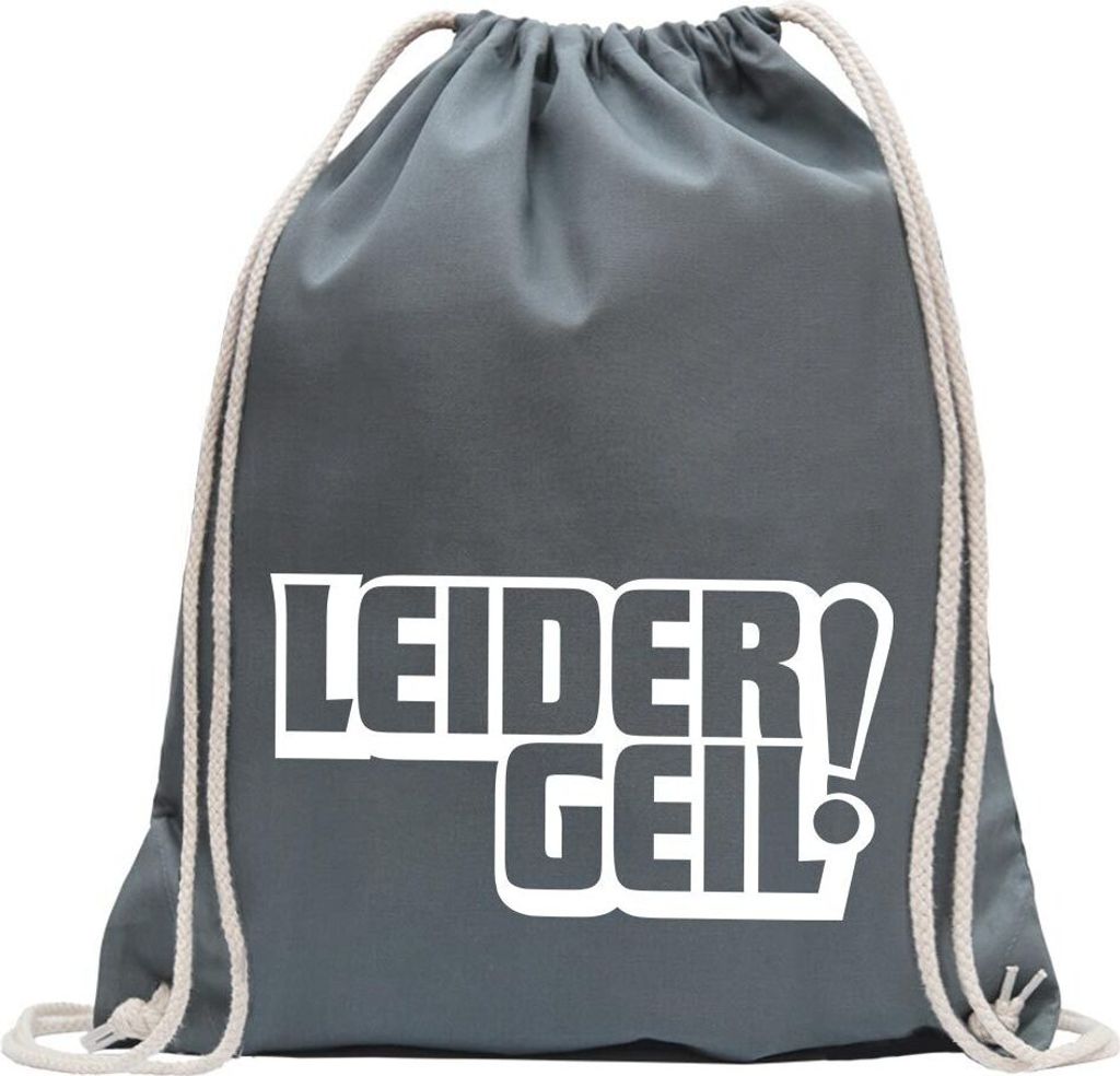 Kiwistar - Turnbeutel - stahlgrau - Leider geil! Motiv 2 - Fun Rucksack Sport Beutel Gymsack Baumwolle mit Ziehgurt