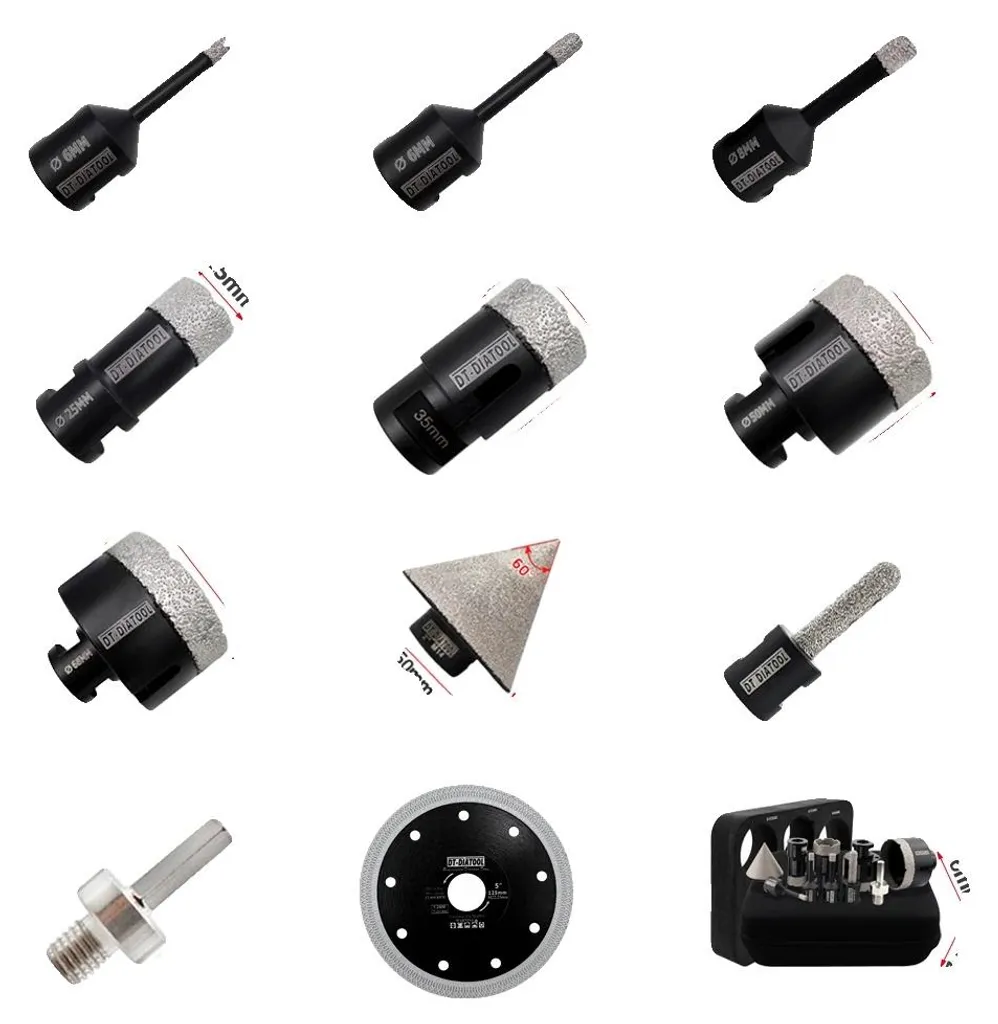 Forets diamantés M14 : évitez la casse du carrelage, kit complet 11 pcs