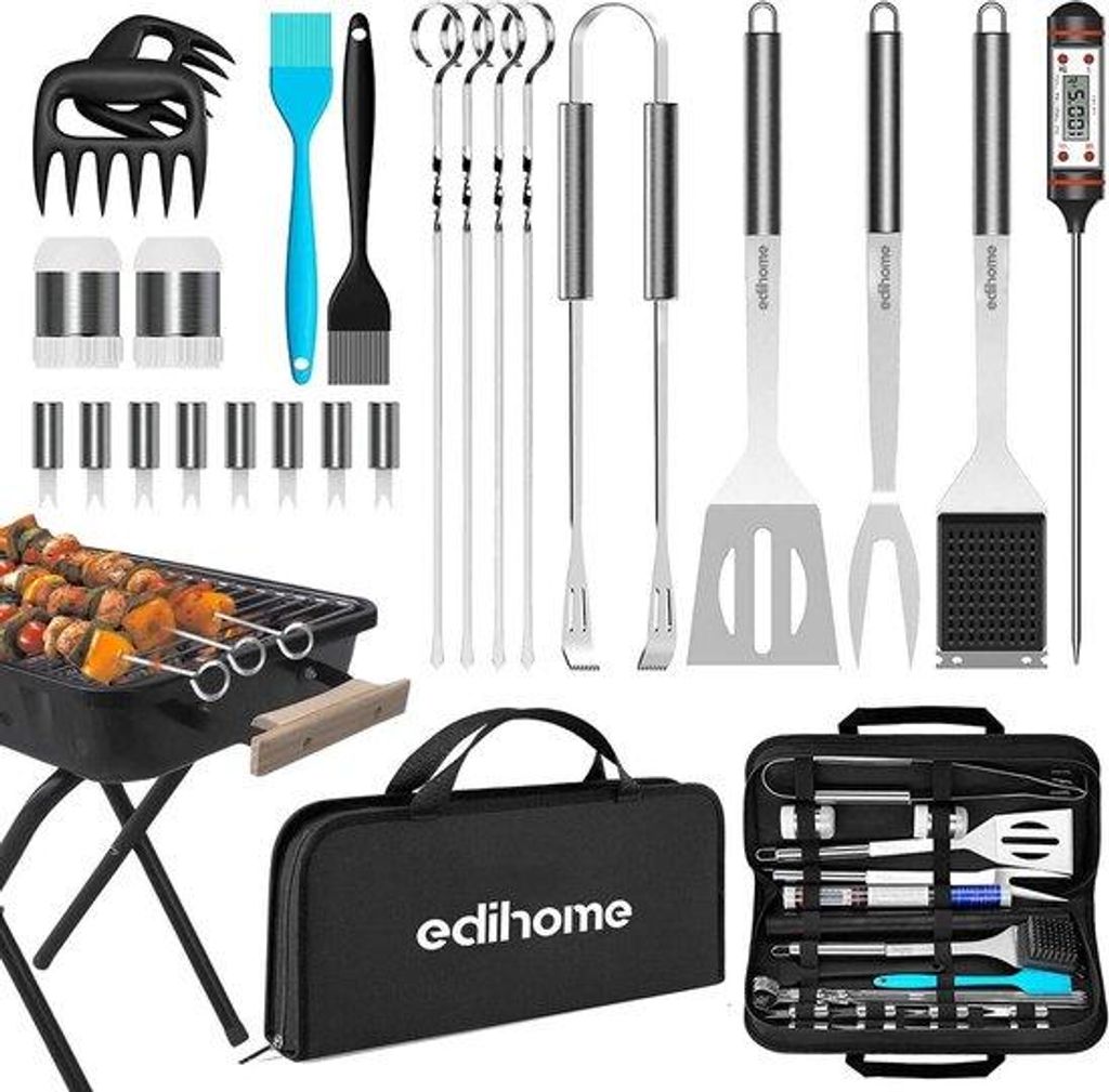 Professionelles Grillset, 25-teilig, Edelstahl, Cadeau für Männer