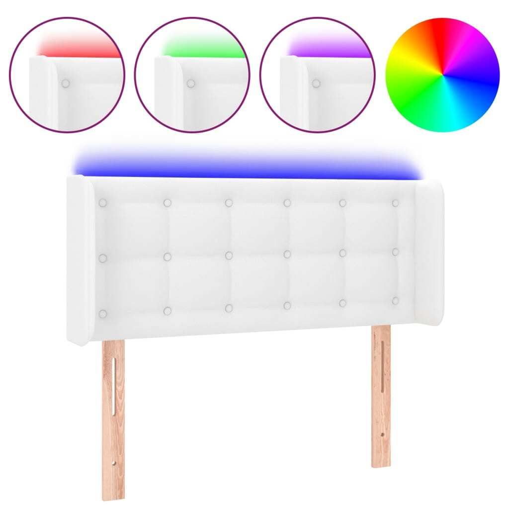 vidaXL LED Kopfteil Weiß 93x16x78/88 cm Kunstleder
