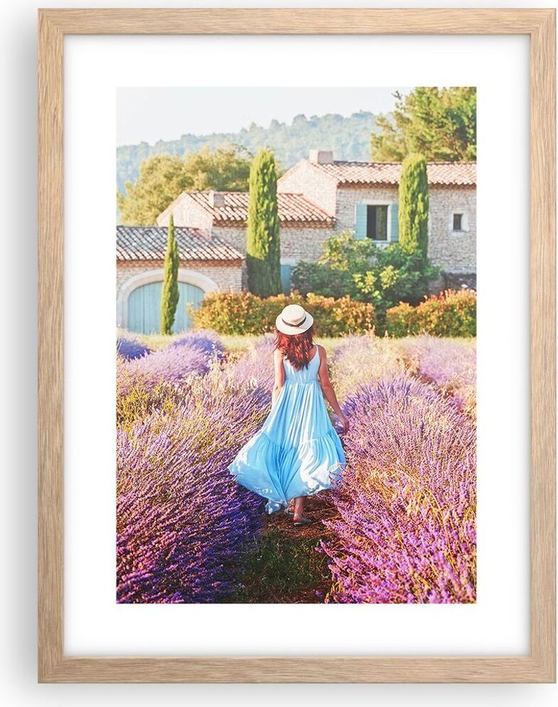 Gerahmtes Poster - Rahmen in heller Eiche - Boho Heidekraut Frau - 30x40 cm - Wand Bild - Wanddeko - Wandbilder - Kunstposter - Wandposter - Bilder...