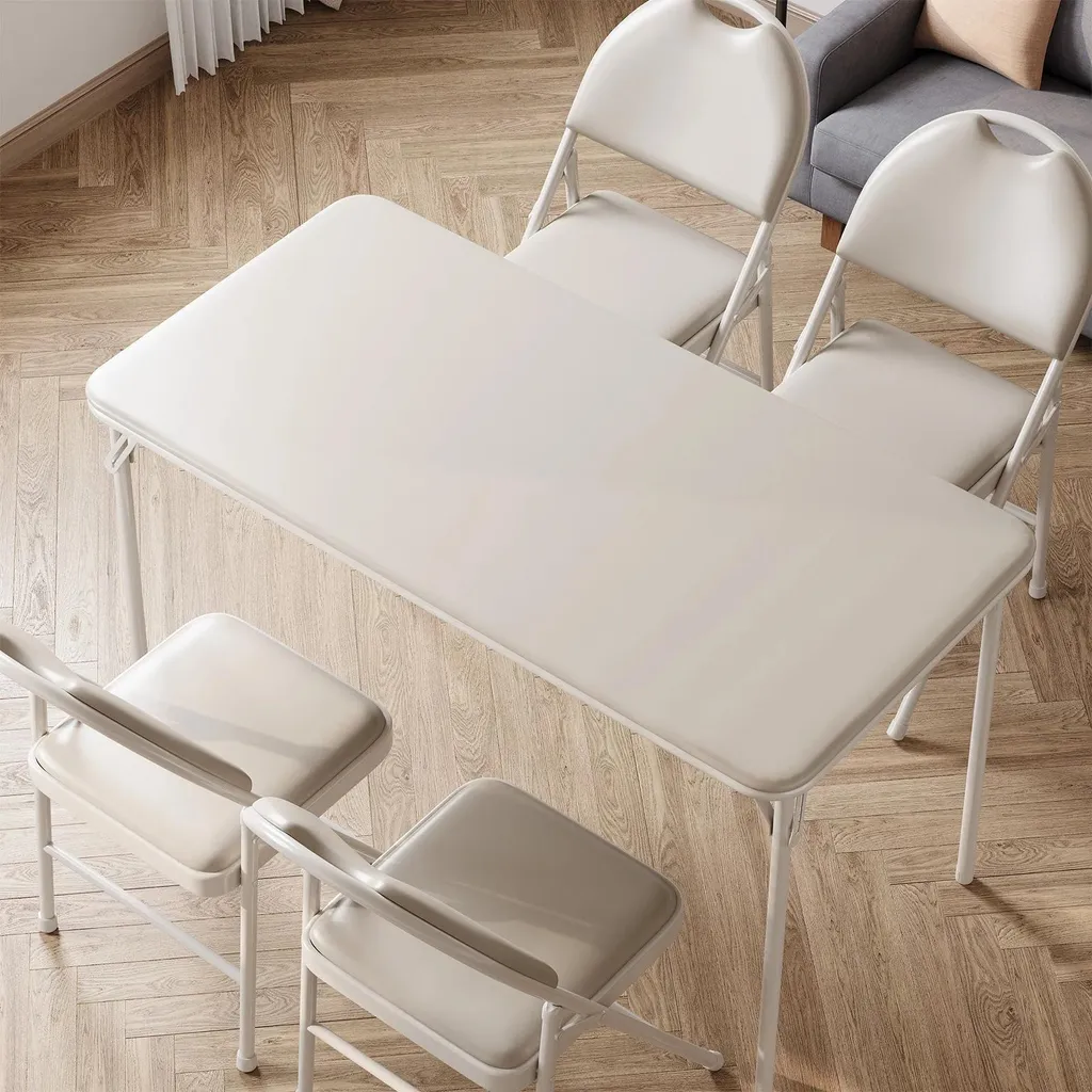 Table de camping pliante rectangulaire grise avec structure en métal - 4