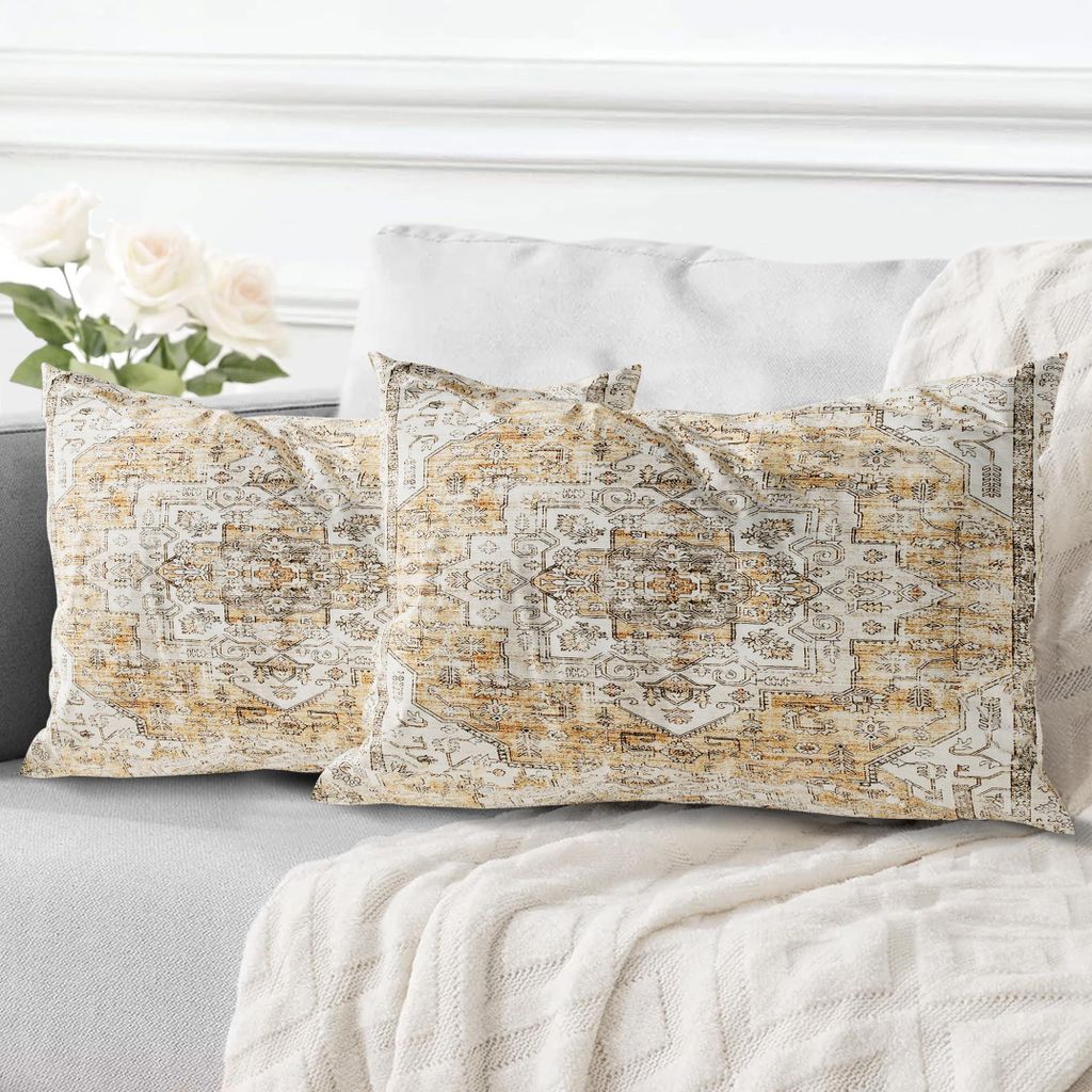 Set mit 2 Kissenbezügen, 30 x 50 cm, Dekokissen im Boho-Stil im Vintage-Look für Wohnzimmer, Schlafzimmer, Sofa und als Wohnaccessoire mit verdec...
