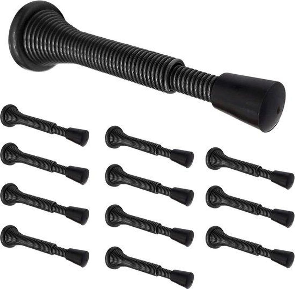 Koolstofstaaldeurstopper, 7-10 cm, schadefreundlich, schwarz, Set von 12