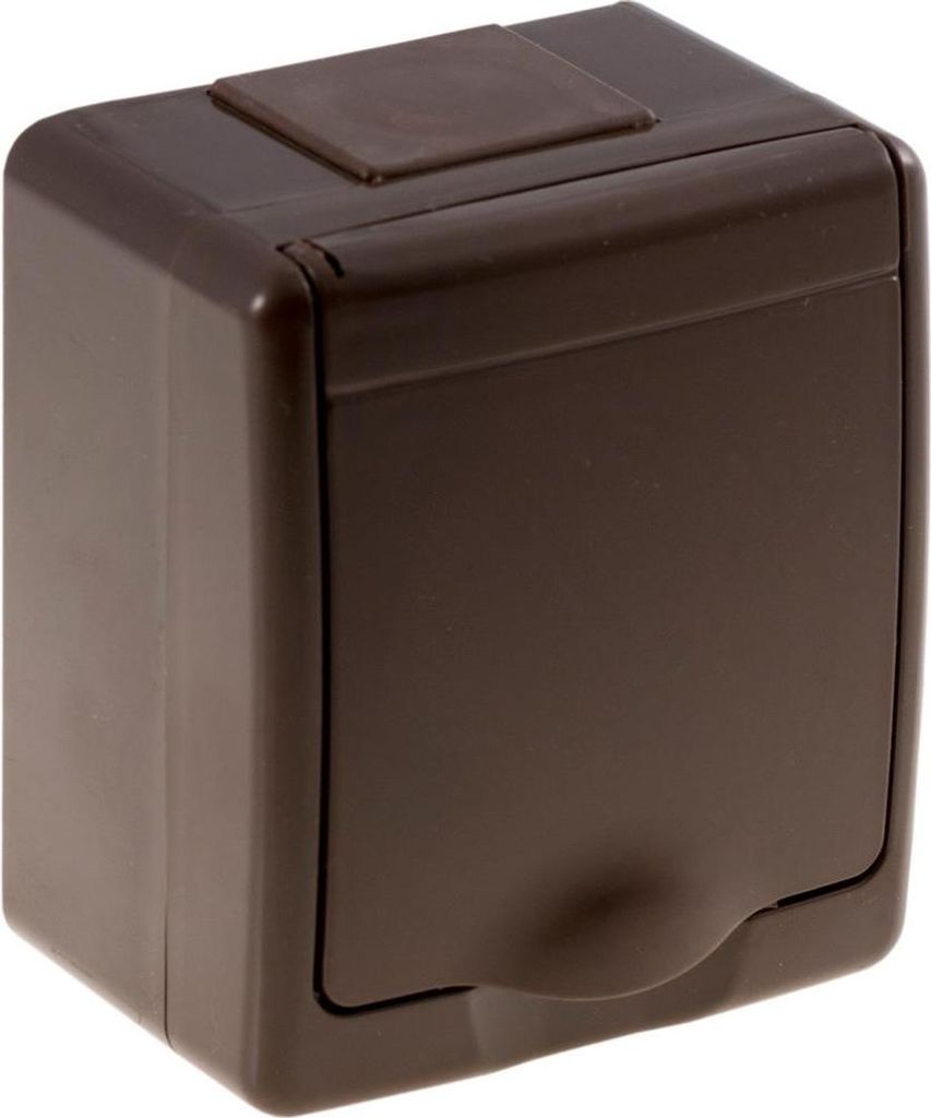 Aufputz Steckdose 1-fach Dose Feuchtraum IP44 braun serie Produktbild 