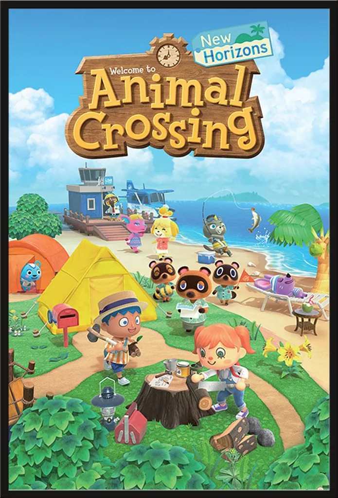 Déco Murale Gamer Animal Crossing New Horizons Affiche et Cadre Noir