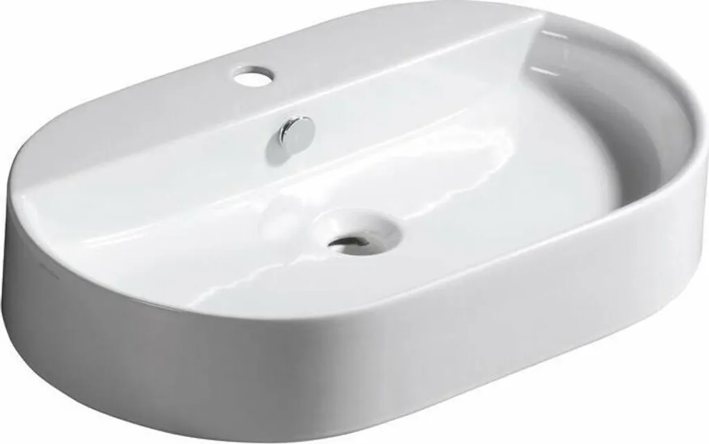 Grand lavabo à poser rectangulaire 65 cm RING en céramique de luxe