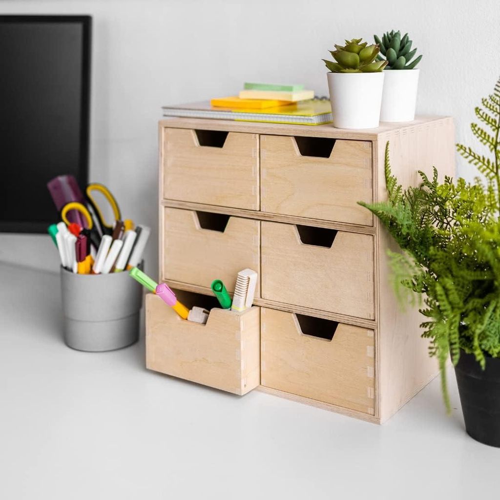 Creative Deco Mini Cassettiera in Legno | 6 Cassetti | Immagine del prodotto 