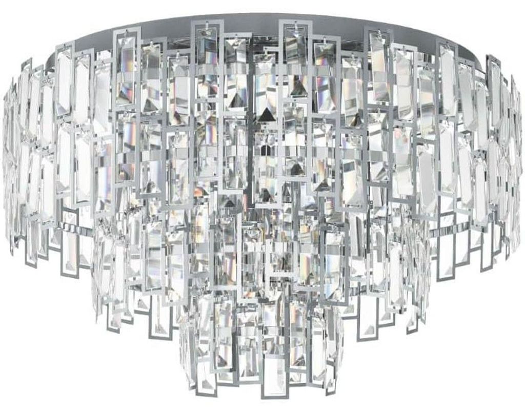 CALMEILLES Deckenleuchte Chrom Glas 63cm Ø - Elegante Hängelampe für Wohnzimmer, Schlafzimmer, Esszimmer - Moderne Deckenlampe E14 Fassung, Tran...