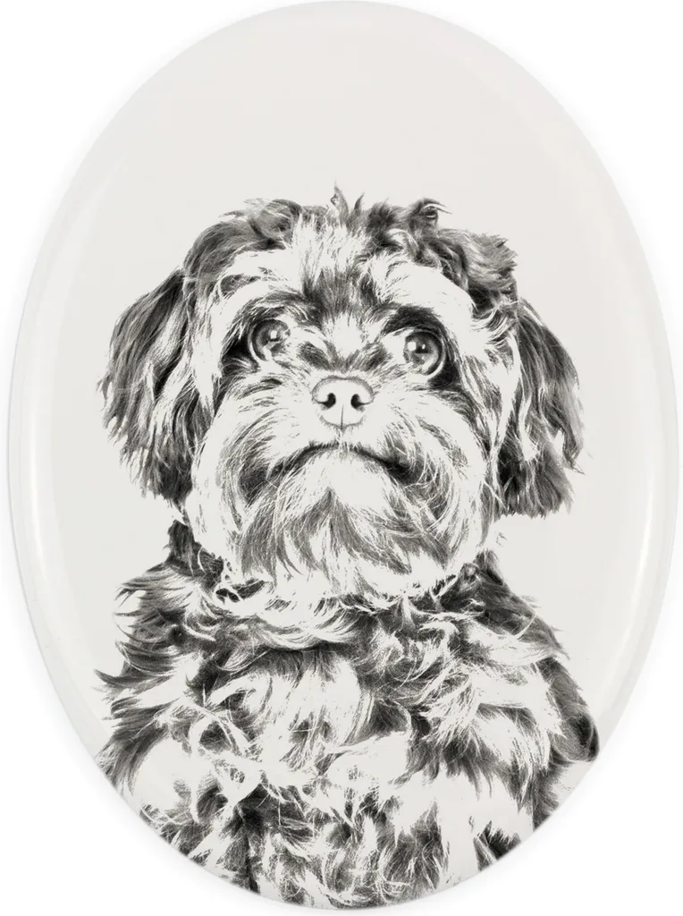 Bolonka - targa commemorativa con immagine di cane, lapide con stampa, targa ovale personalizzata del marchio Art-Dog