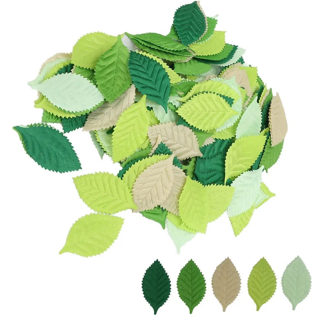 200 Feuilles Artificielles en Soie Verte pour Décoration et Scrapbooking