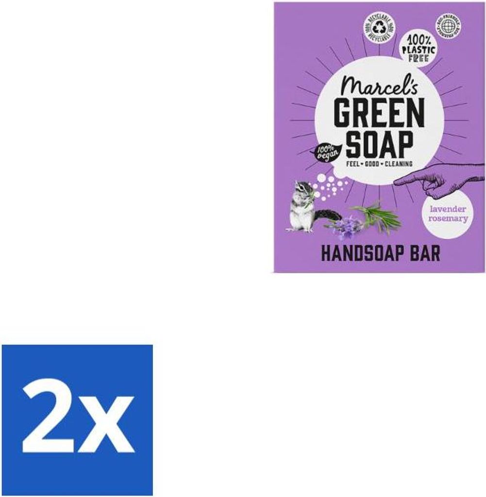 Marcel's Green Soap - Handseife - Lavendel & Rosmarin - Sanfte Pflege - 90 gr - Vorteilspack - 2 Stücke