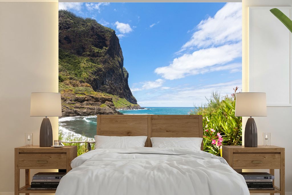 MuchoWow Fototapete für Wohnzimmer oder Schlafzimmer Wandtapete Vinyl Motivtapete Pflanzen - Portugal - Madeira - 350x350 cm - Schlafzimmertapete