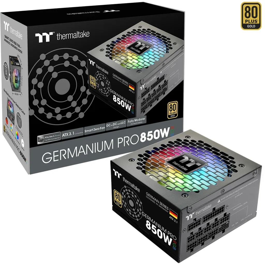 Alimentation PC 850W ATX Thermaltake Gold pour Gaming 4K et Streaming