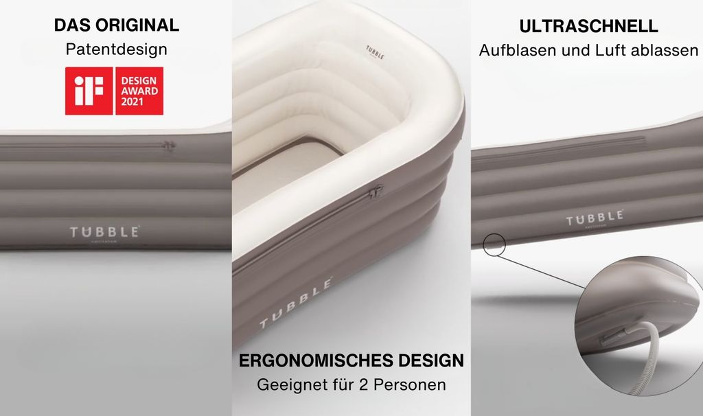 Tubble® Royale Aufblasbare Badewanne - Ambient Taupe - Produktbild 20